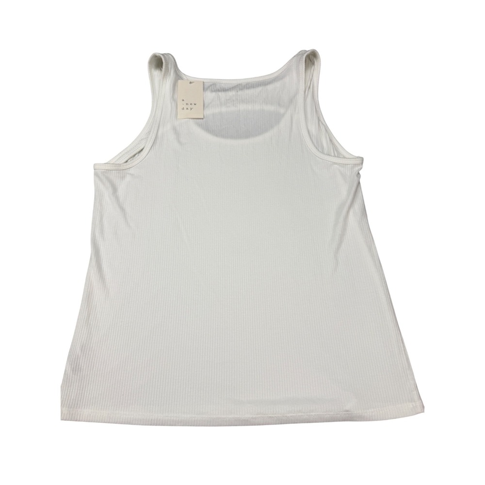 A New Day Womens Ribbed Cutout Tank Top White Modal Blend Large